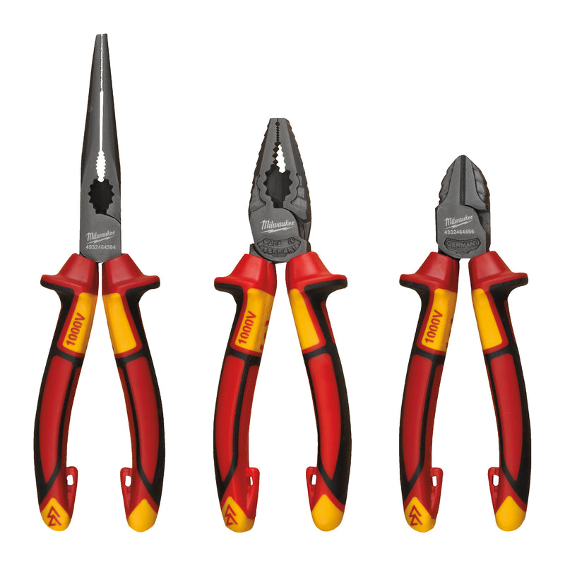Set de 3 pinces VDE (universelle, coupante, bec long)
