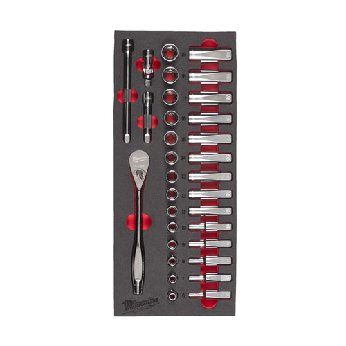 Schaumstoffmodul Ratschen- und Steckschlüsselsatz 3/8″
