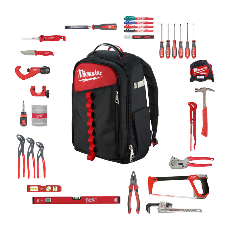 SET OUTILS A MAIN PLOMBIER 38 PIECES, DANS UN SAC A DS CONTRACTOR