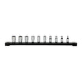 10 pc 1/4'' Drive Standard METRIC Socket Set with Storage Rail
