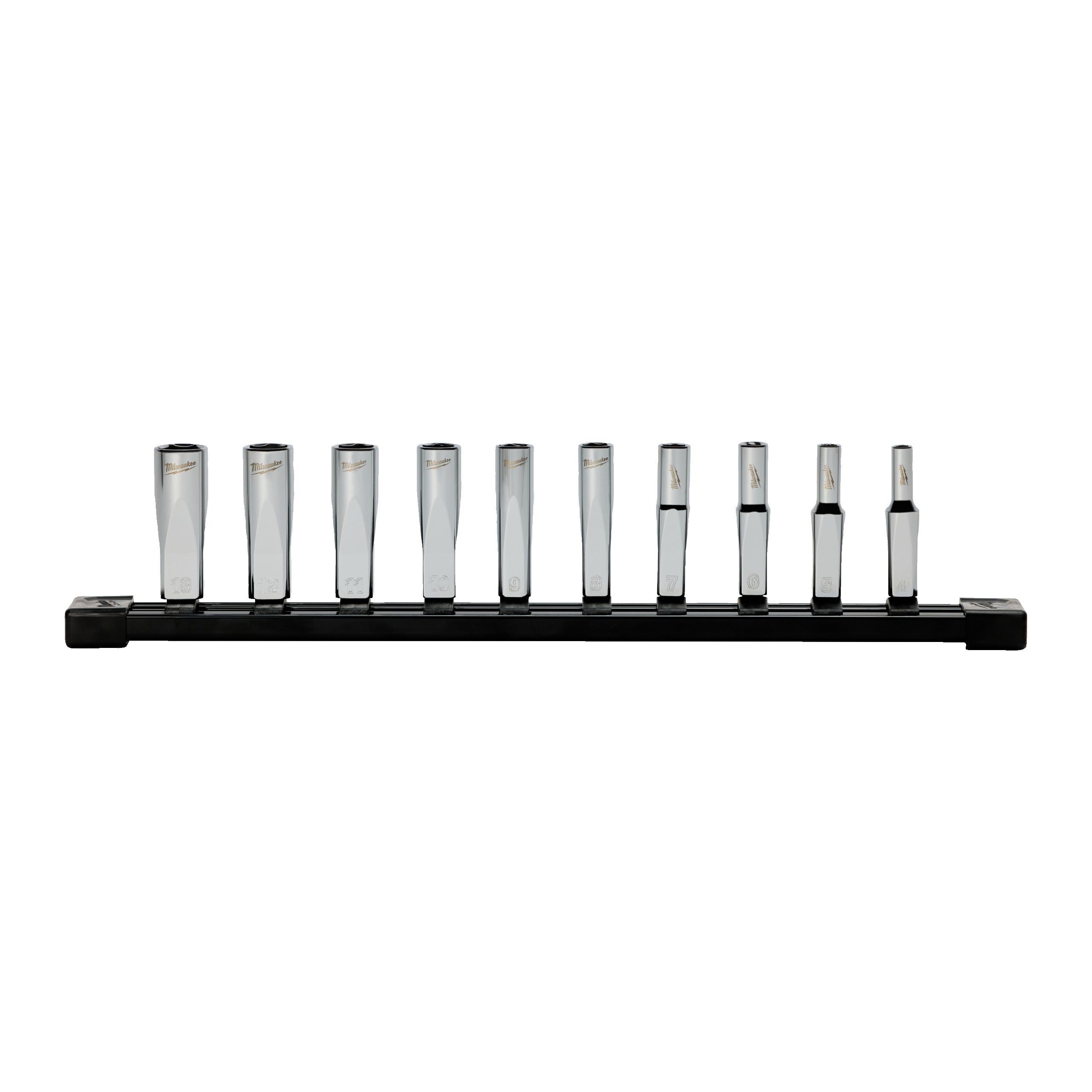 1/4'' Drive chrome socket set 10 pc 1/4'' Drive Deep METRIC Socket Set with Storage Rail