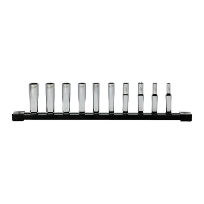 1/4'' Drive chrome socket set 10 pc 1/4'' Drive Deep METRIC Socket Set with Storage Rail
