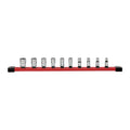 10 pc 1/4'' Drive Standard SAE Socket Set with Storage Rail