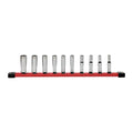 10 pc 1/4'' Drive Deep SAE Socket Set with Storage Rail