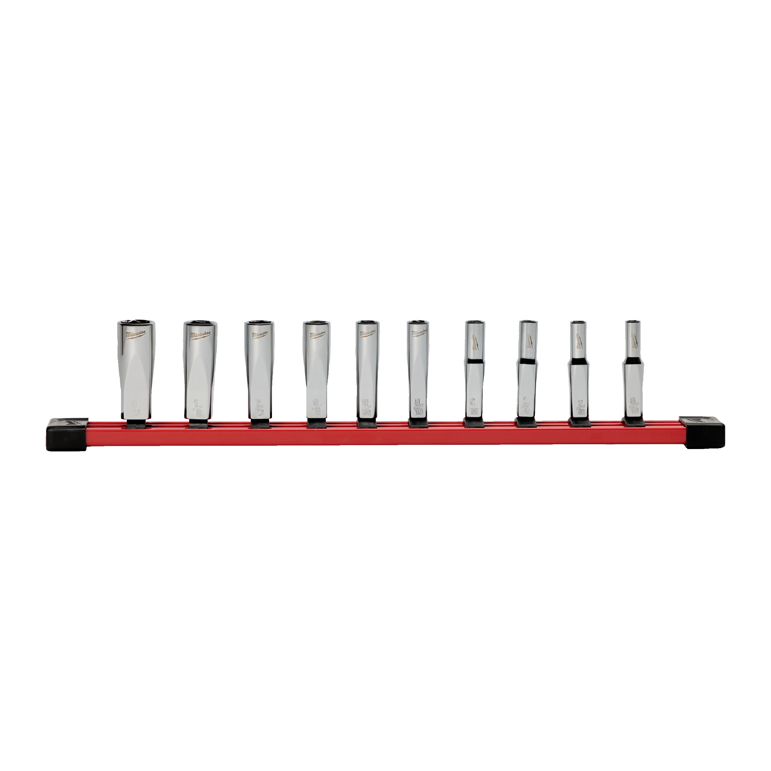 1/4'' Drive chrome socket set 10 pc 1/4'' Drive Deep METRIC Socket Set with Storage Rail