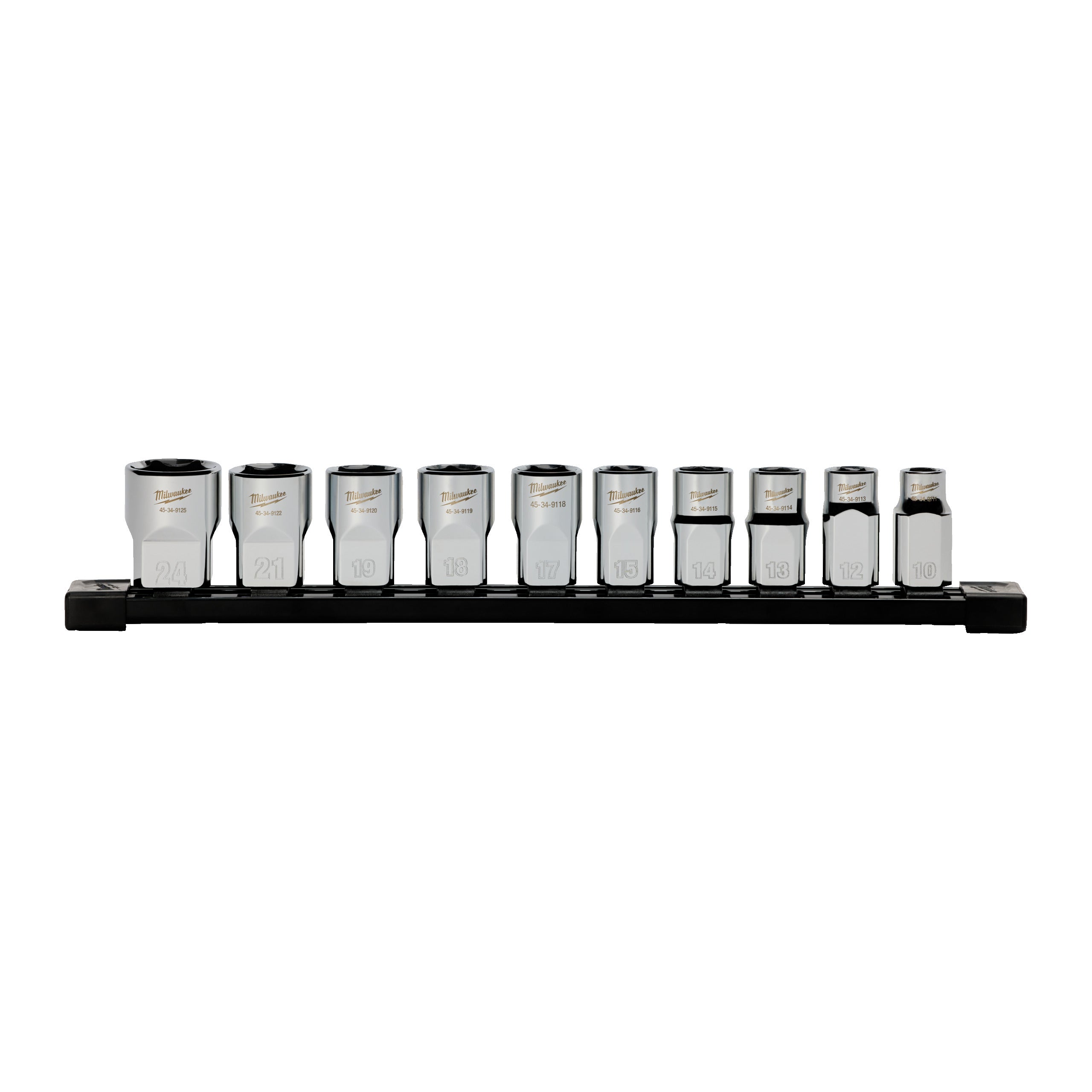 1/2'' Drive chrome socket set 10 pc 1/2'' Drive Deep METRIC Socket Set with Storage Rail