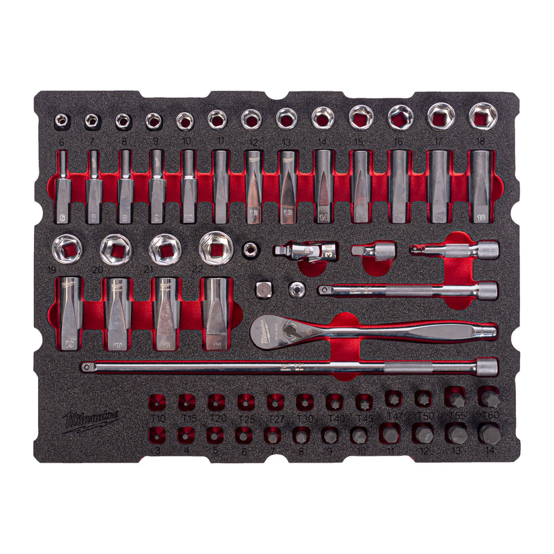 3/8'' Ratchet and Socket Set Packout Foam Insert 67 pc 3/8'' Ratchet and Socket Set PackoutTM Foam Insert