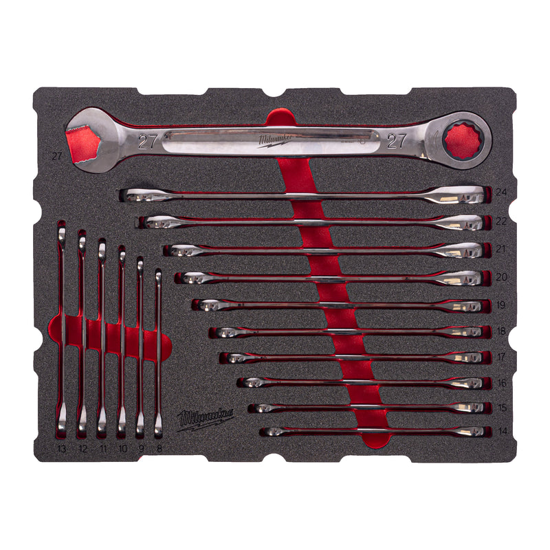 MAX BITE Ratcheting Combination Spanner Set Packout Foam Insert 17 pc MAX BITE Ratcheting Combination Spanner Set PackoutTM Foam Insert