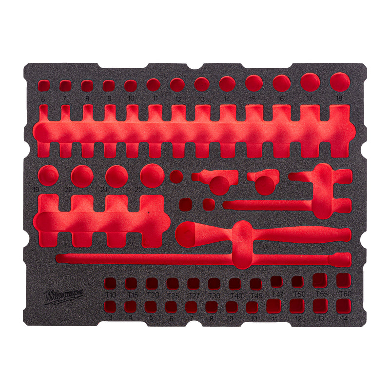 ¼'' Ratchet and Socket Set Packout Foam Insert 68 pc ¼'' Ratchet and Socket Set PackoutTM Foam Insert